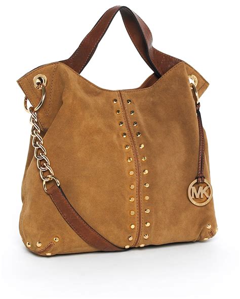 michael kors brown leather handbag|michael kors brown suede purse.